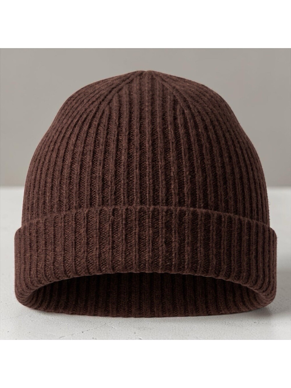 Nordstrom 100% Cashmere Rib Knit Beanie Hat Brown One Size